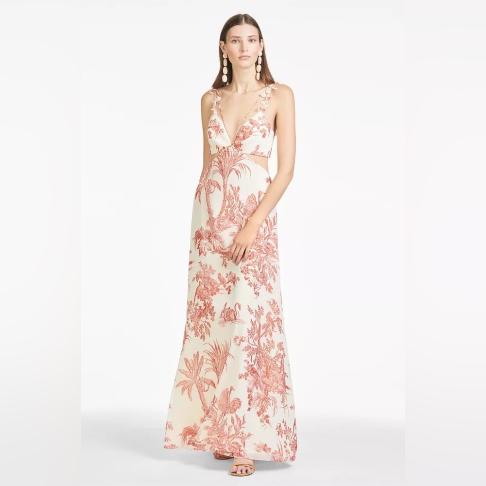 Sachin & Babi Hallie Dress - Deep Orange/Ivory Toile Print Sz 6 MSRP 495$